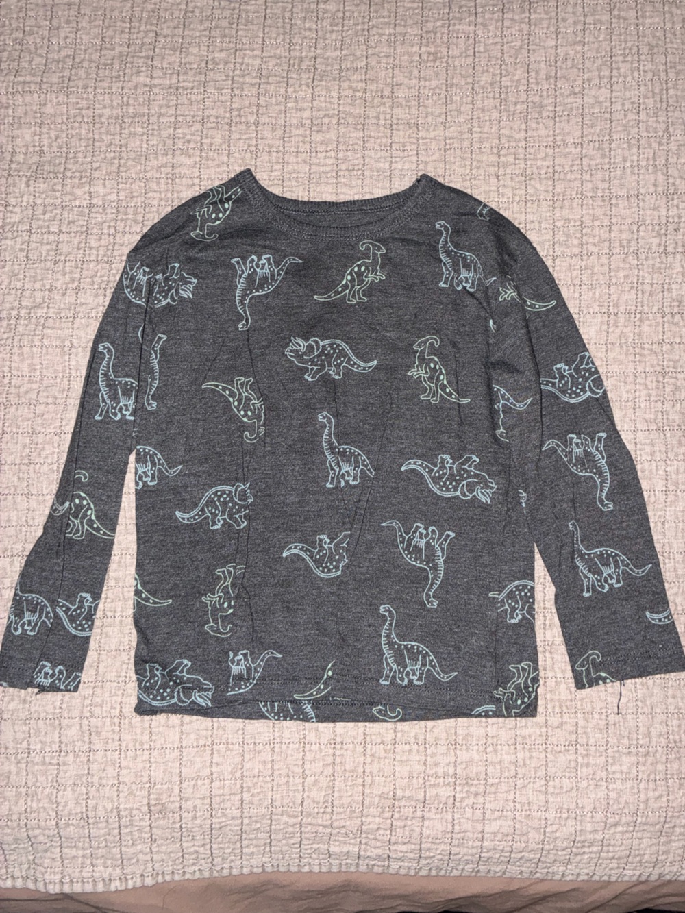 Cat & Jack Gray Long-Sleeve Pajama Top with Light Blue Dinosaur Print